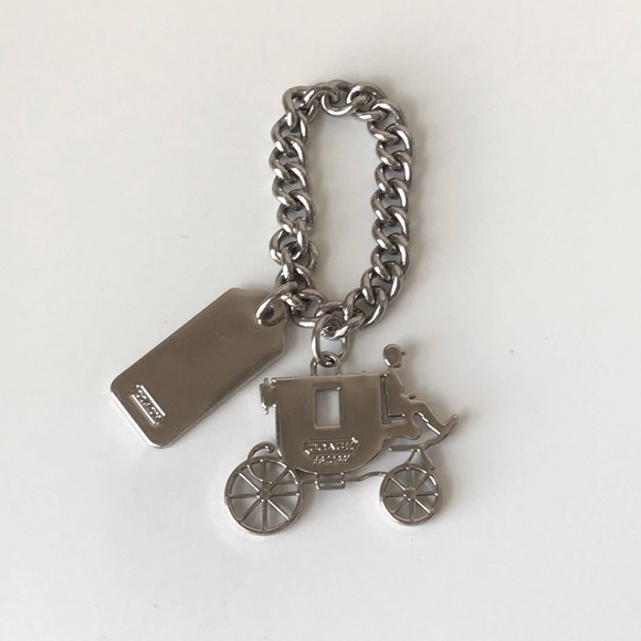 Coach Silver Horse And Carriage Bag Charm Hang Tag Chain Y2K - Picture 9 of 14